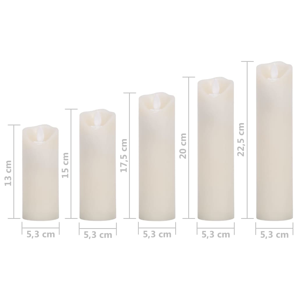 5 pcs conjunto de velas LED c/ controlo remoto branco quente