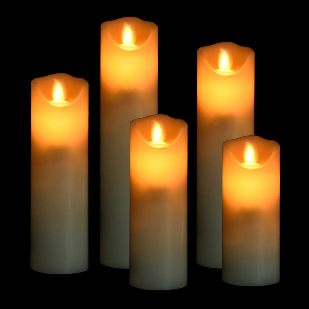 5 pcs conjunto de velas LED c/ controlo remoto branco quente