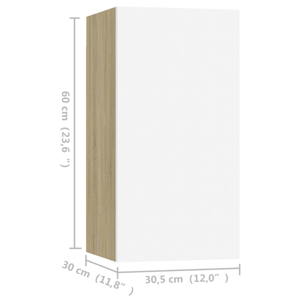 Móveis de TV 4 pcs 30,5x30x60cm contrap. branco/carvalho sonoma