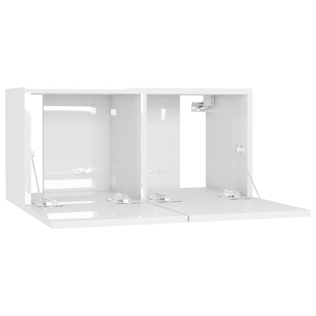 Móveis de TV 4 pcs 60x30x30 cm contraplacado branco brilhante