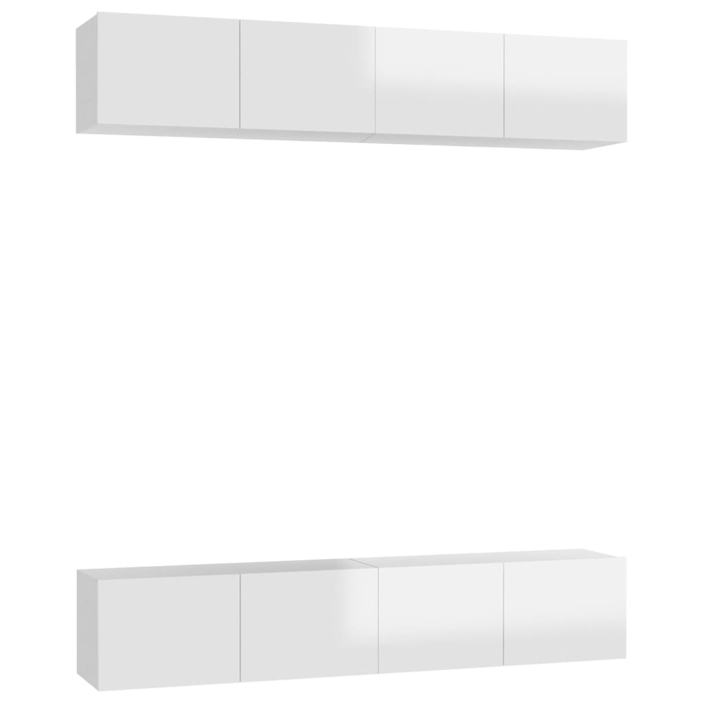 Móveis de TV 4 pcs 80x30x30 cm contraplacado branco brilhante