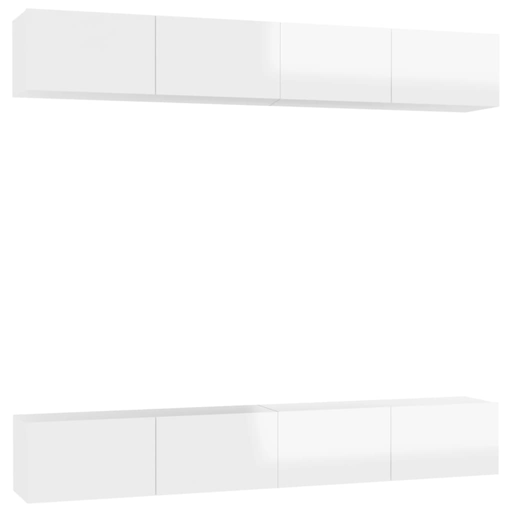 Móveis de TV 4 pcs 100x30x30 cm contraplacado branco brilhante