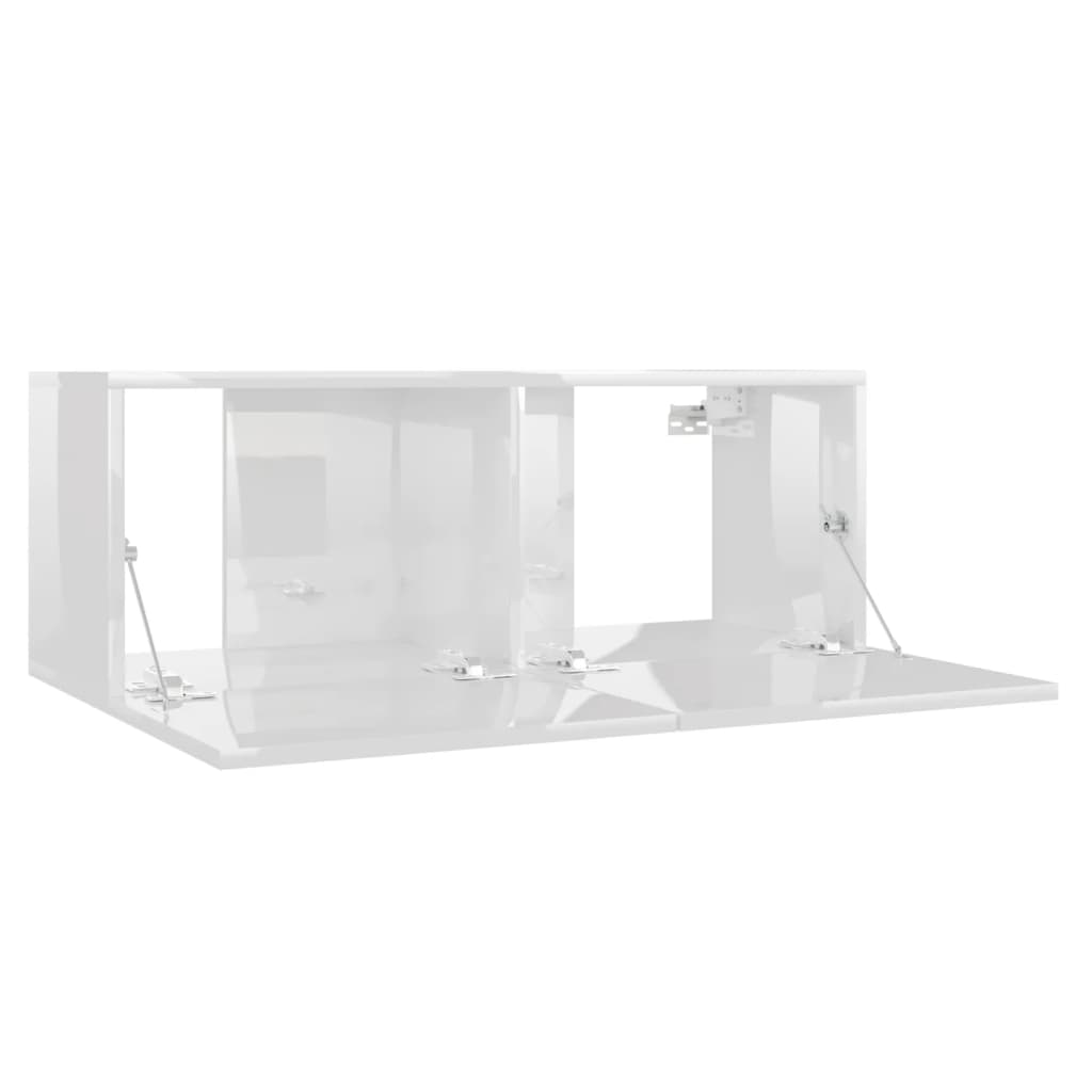 3 pcs conjunto de móveis de TV contraplacado branco brilhante