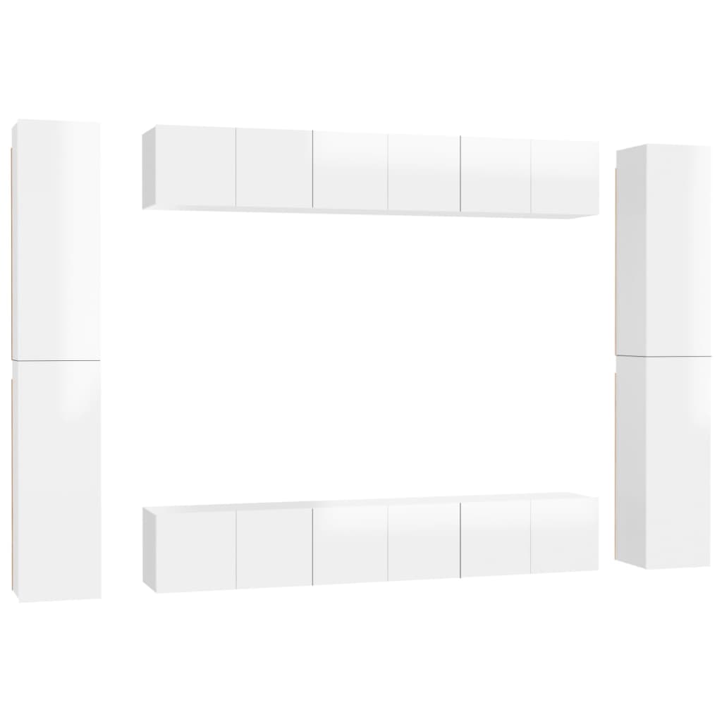 10 pcs conjunto de móveis de TV contraplacado branco brilhante