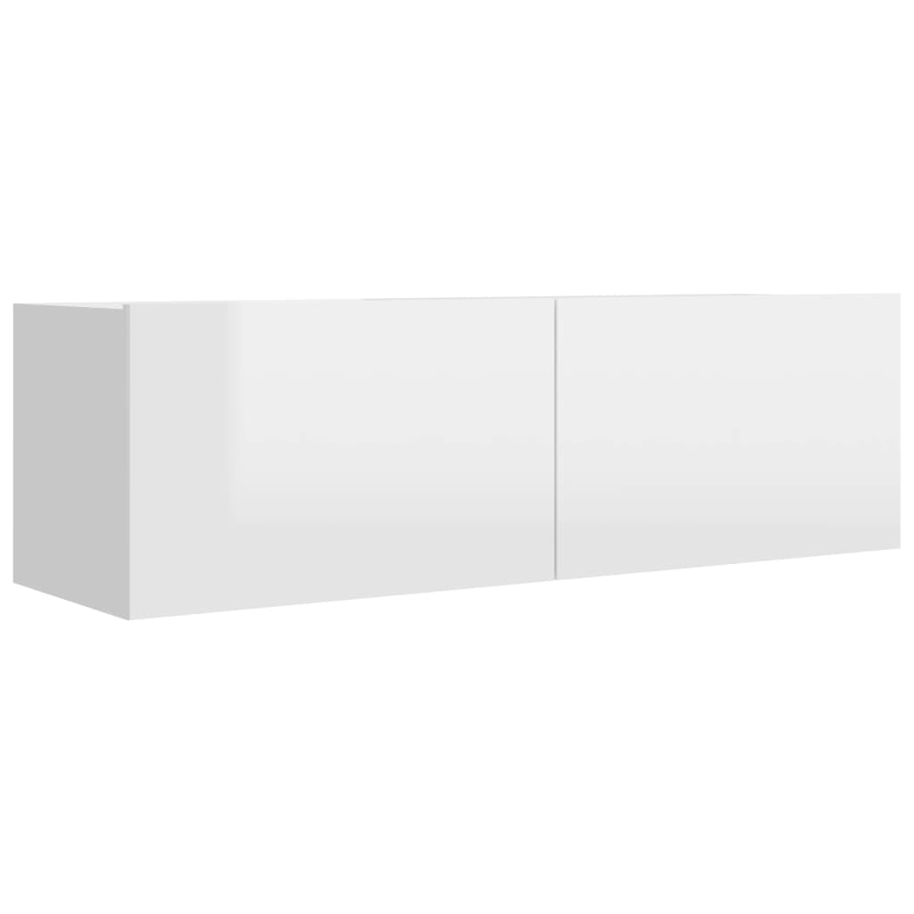 2 pcs conjunto de móveis de TV contraplacado branco brilhante