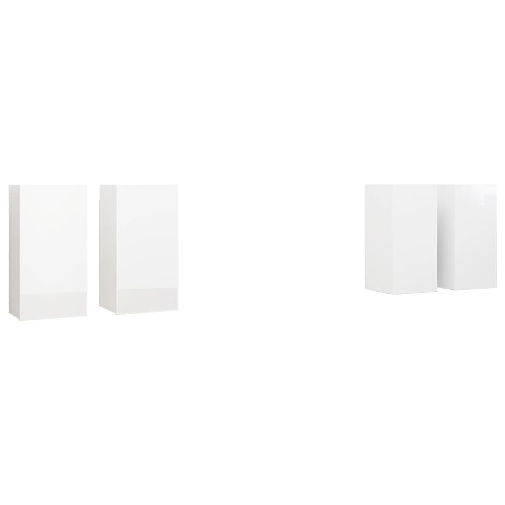 Móveis de TV 4 pcs 30,5x30x60 cm contraplacado branco brilhante