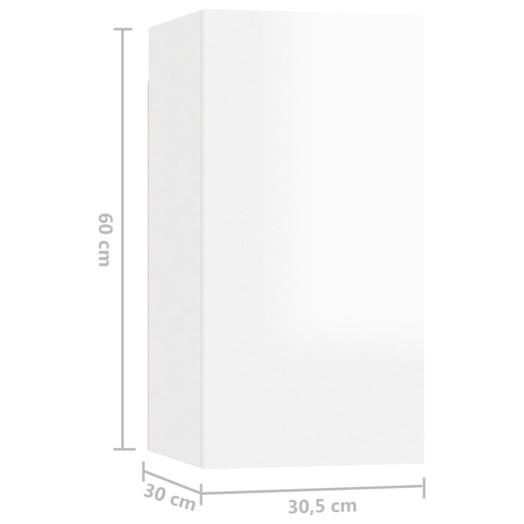 Móveis de TV 4 pcs 30,5x30x60 cm contraplacado branco brilhante