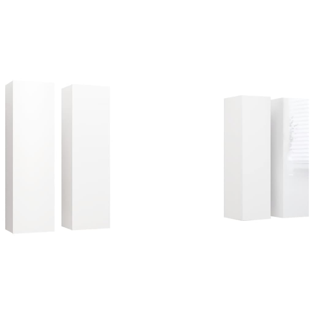 Móveis de TV 4 pcs 30,5x30x110cm contraplacado branco brilhante