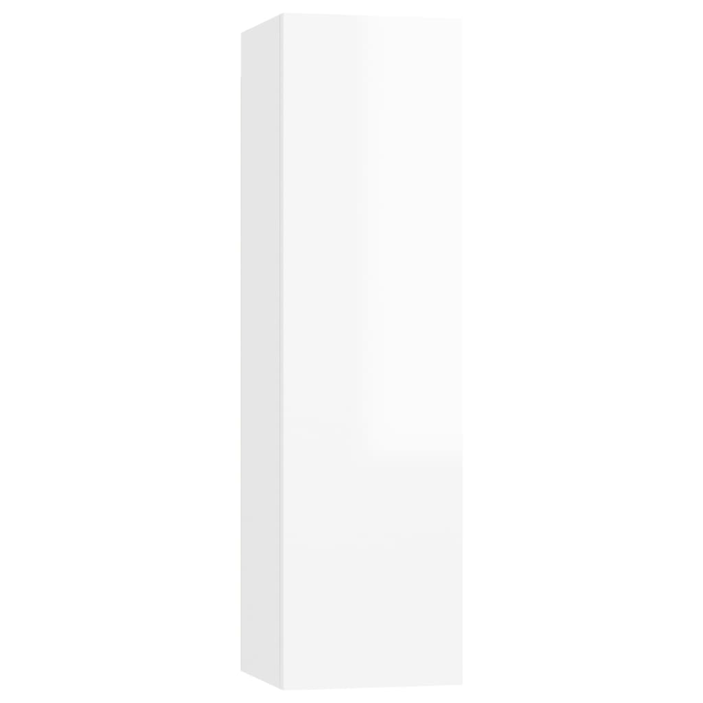 Móveis de TV 4 pcs 30,5x30x110cm contraplacado branco brilhante