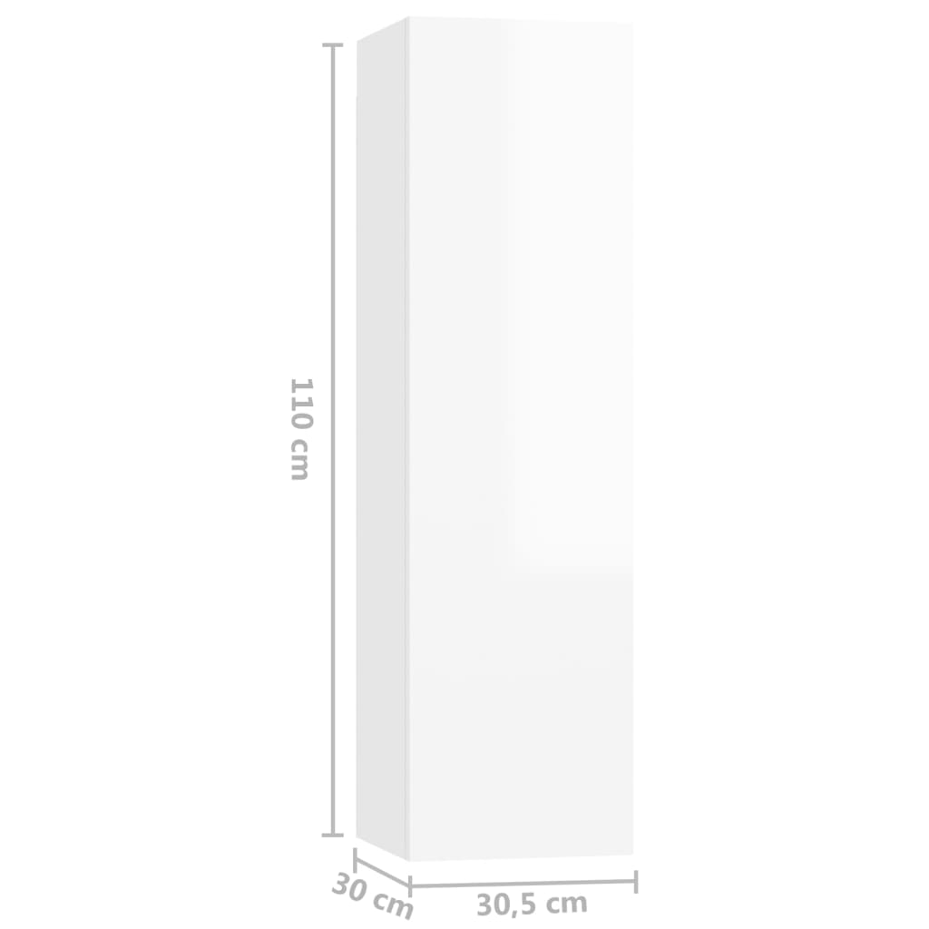 Móveis de TV 4 pcs 30,5x30x110cm contraplacado branco brilhante