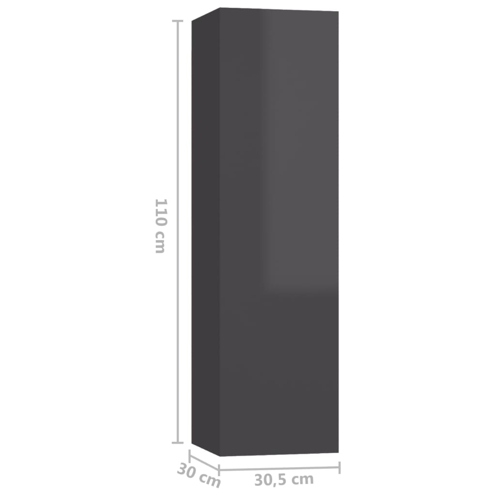 Móveis de TV 4 pcs 30,5x30x110cm contraplacado cinza brilhante