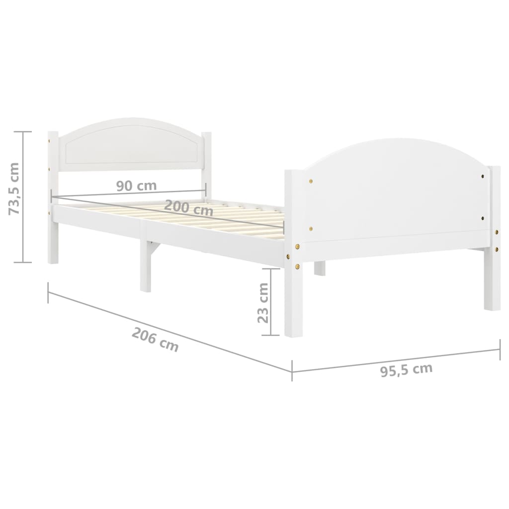 Estrutura de cama 90x200 cm pinho maciço branco