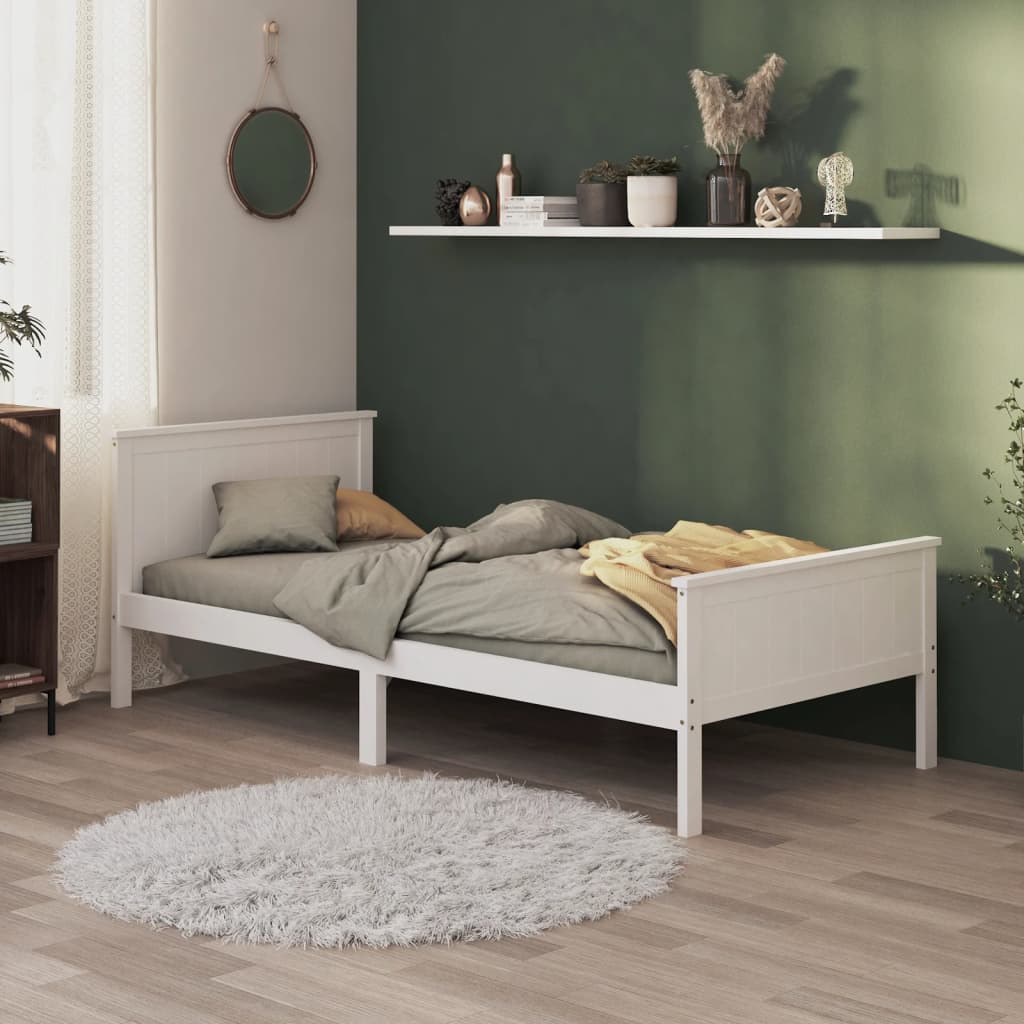 Estrutura de cama 90x200 cm pinho maciço branco