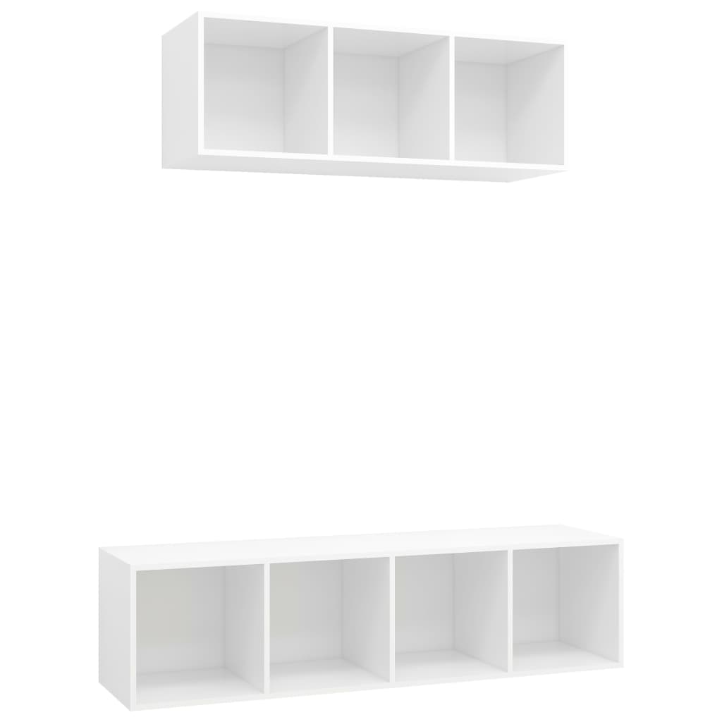 2 pcs conjunto de móveis de TV contraplacado branco