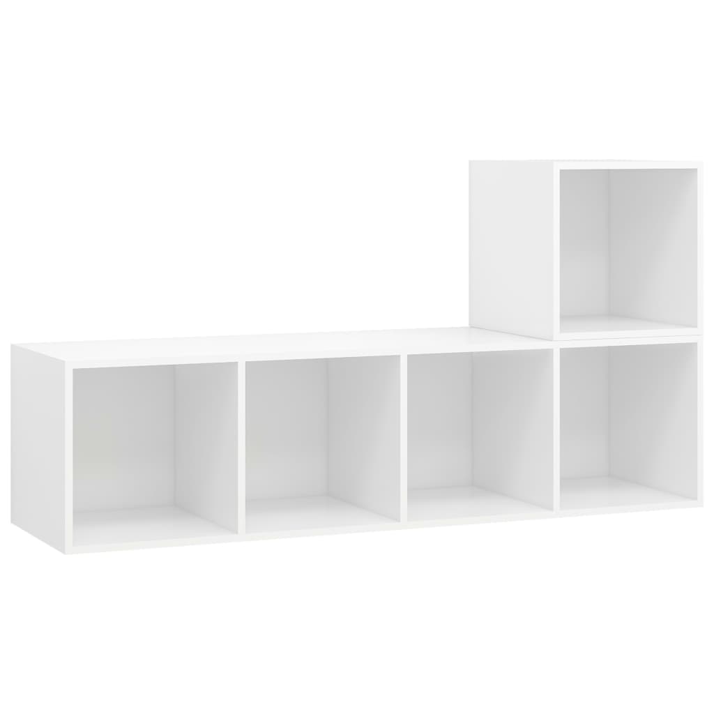 2 pcs conjunto de móveis de TV contraplacado branco