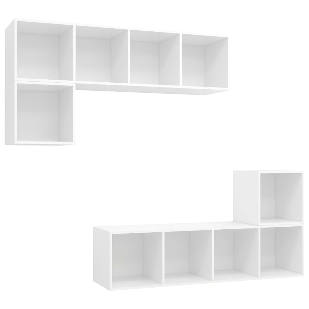 4 pcs conjunto de móveis de TV contraplacado branco