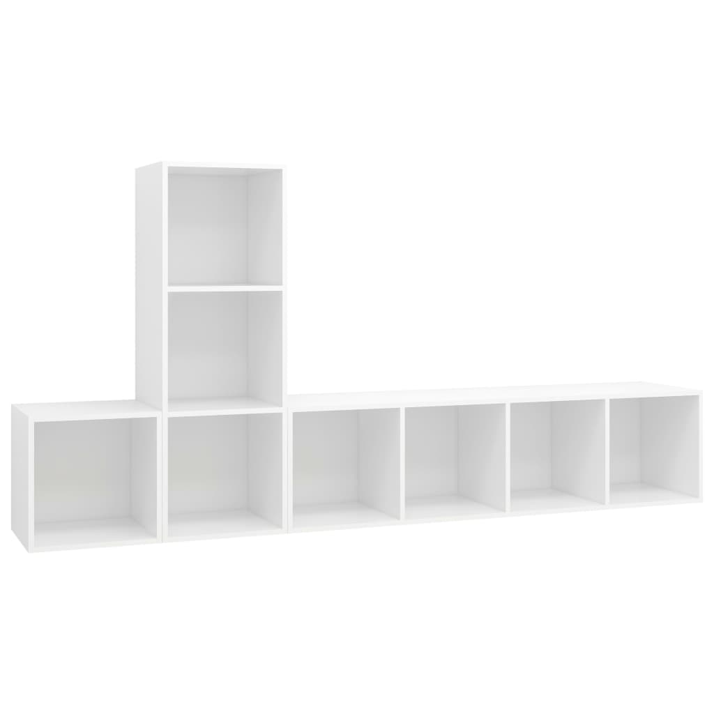 3 pcs conjunto de móveis de TV contraplacado branco