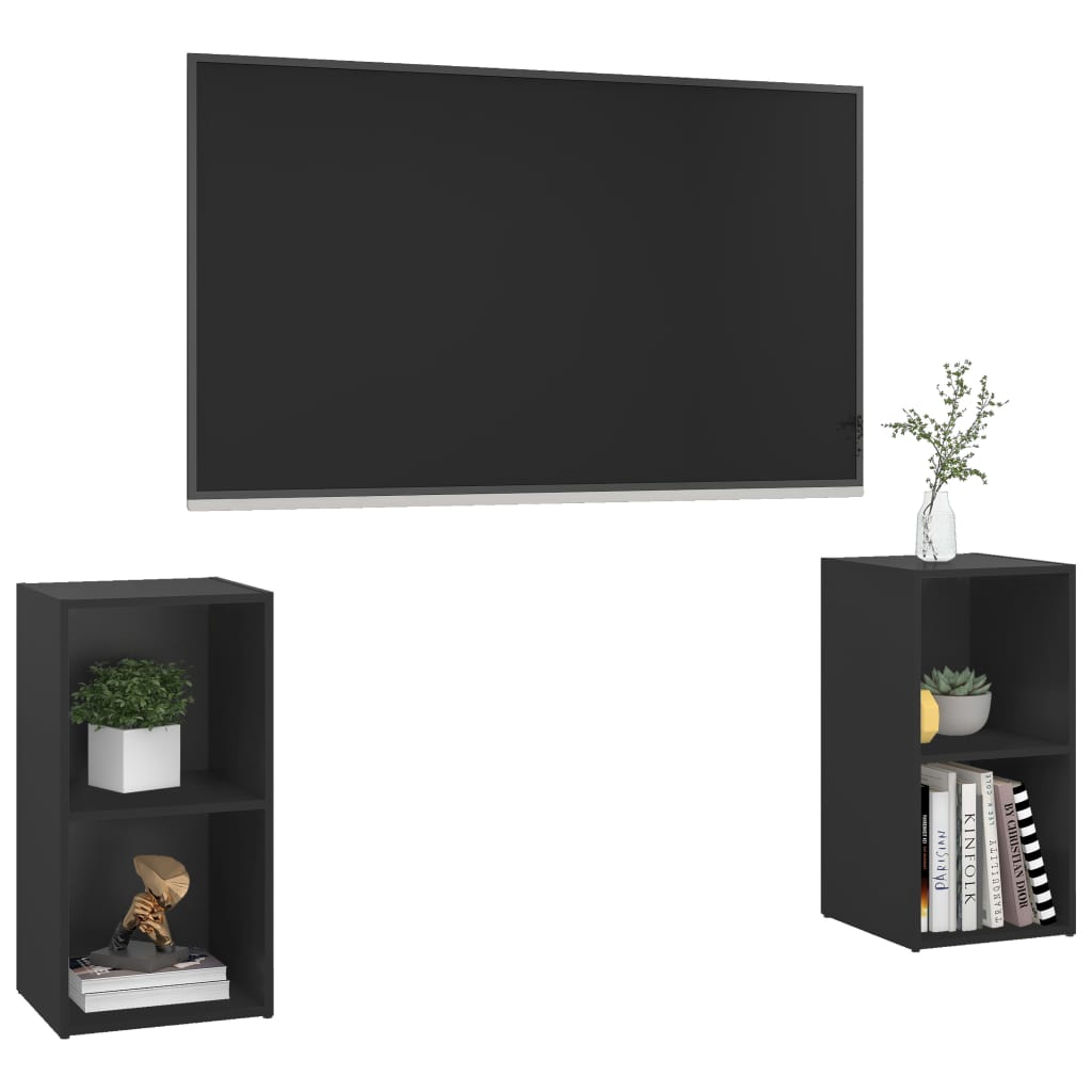 Móveis de TV 2 pcs 72x35x36,5 cm contraplacado preto