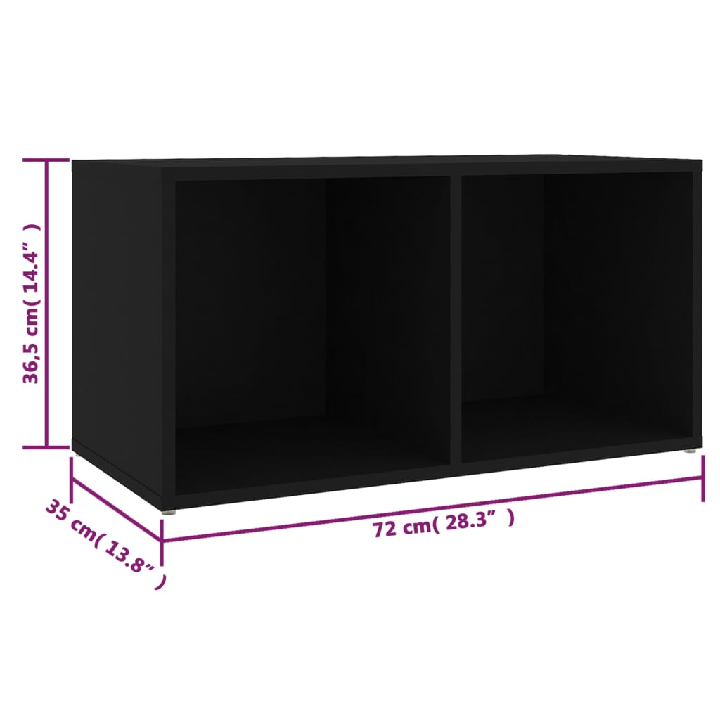 Móveis de TV 2 pcs 72x35x36,5 cm contraplacado preto