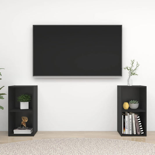 Móveis de TV 2 pcs 72x35x36,5 cm contraplacado preto