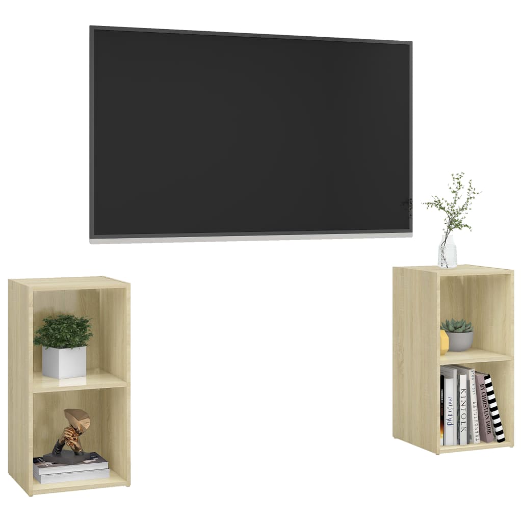 Móveis de TV 2 pcs 72x35x36,5 cm contraplacado carvalho sonoma