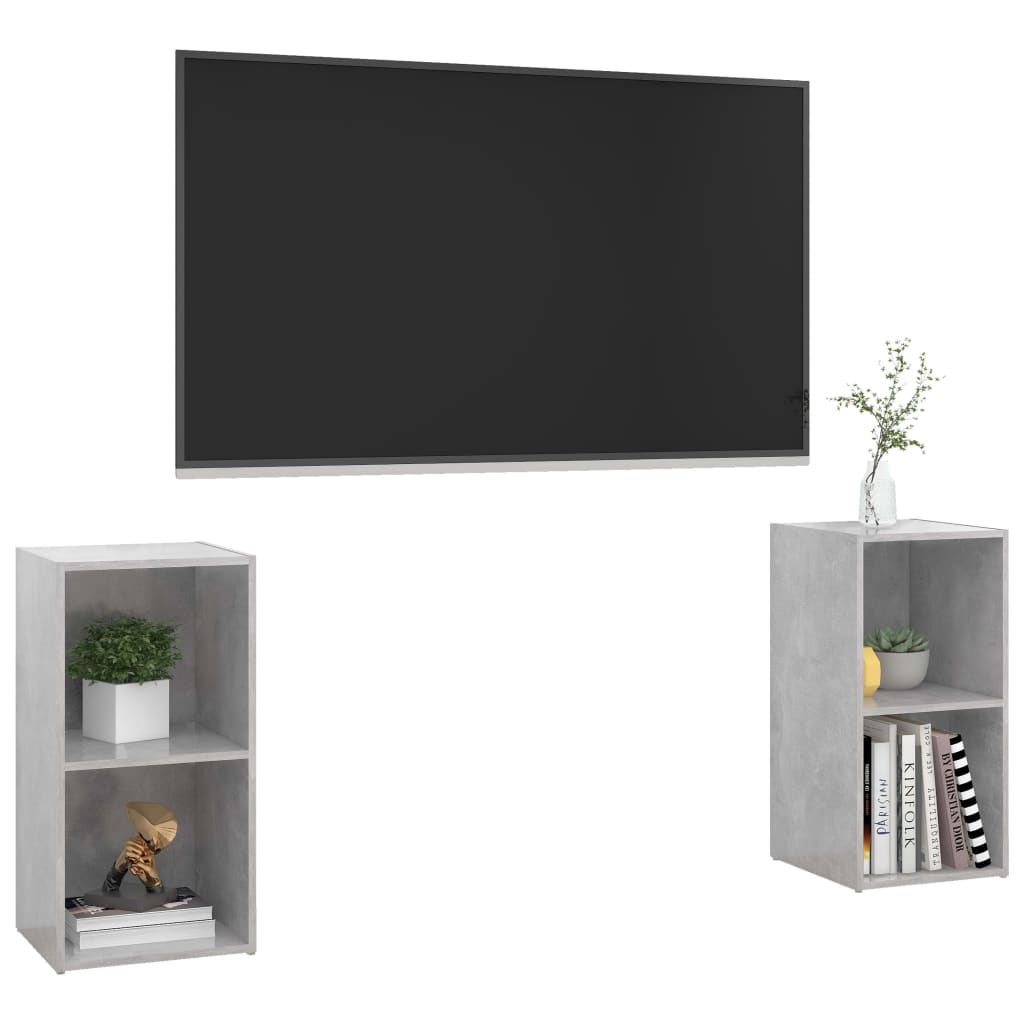 Móveis de TV 2 pcs 72x35x36,5 cm contraplacado cinzento cimento