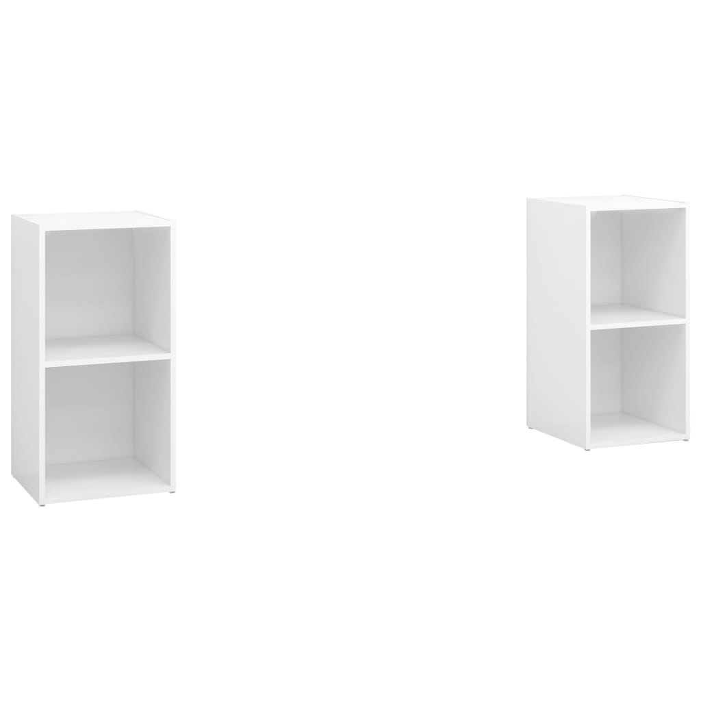 Móveis de TV 2 pcs 72x35x36,5 cm contraplacado branco brilhante