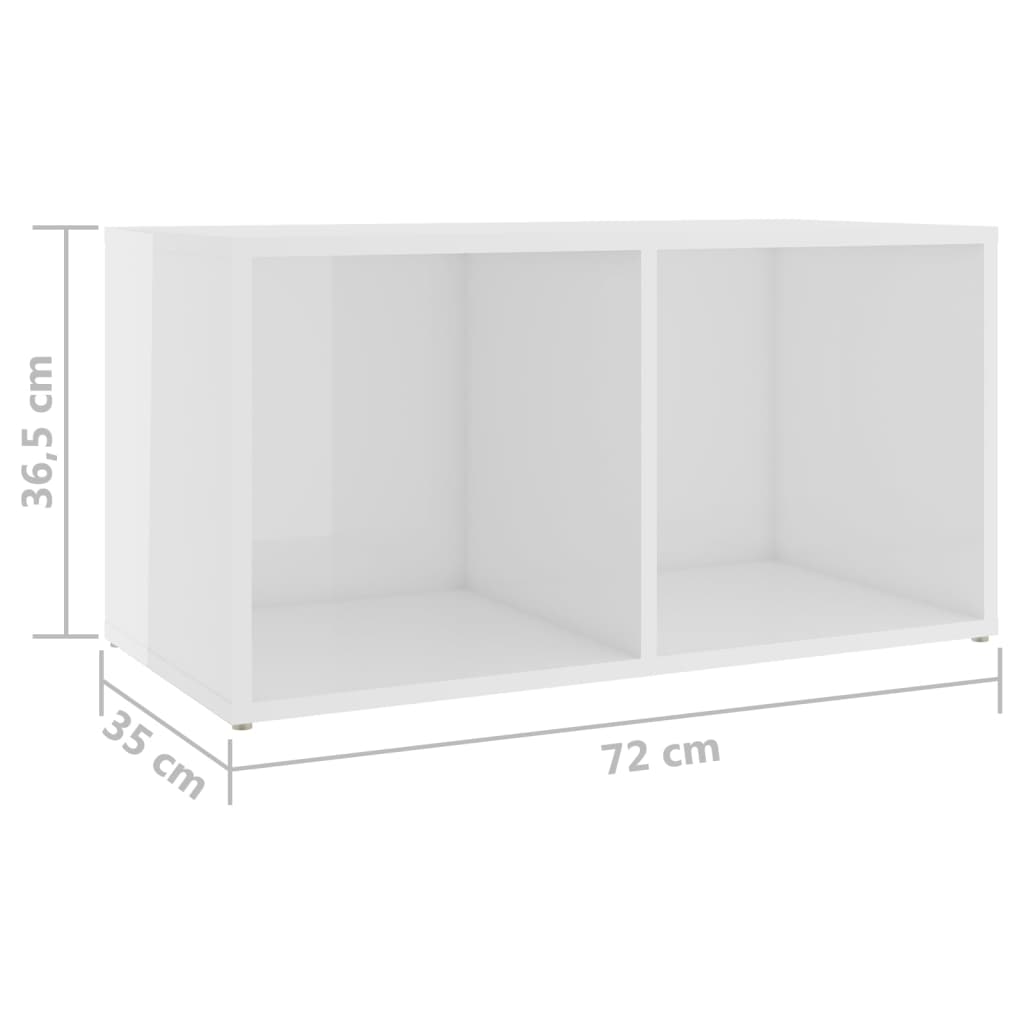 Móveis de TV 2 pcs 72x35x36,5 cm contraplacado branco brilhante