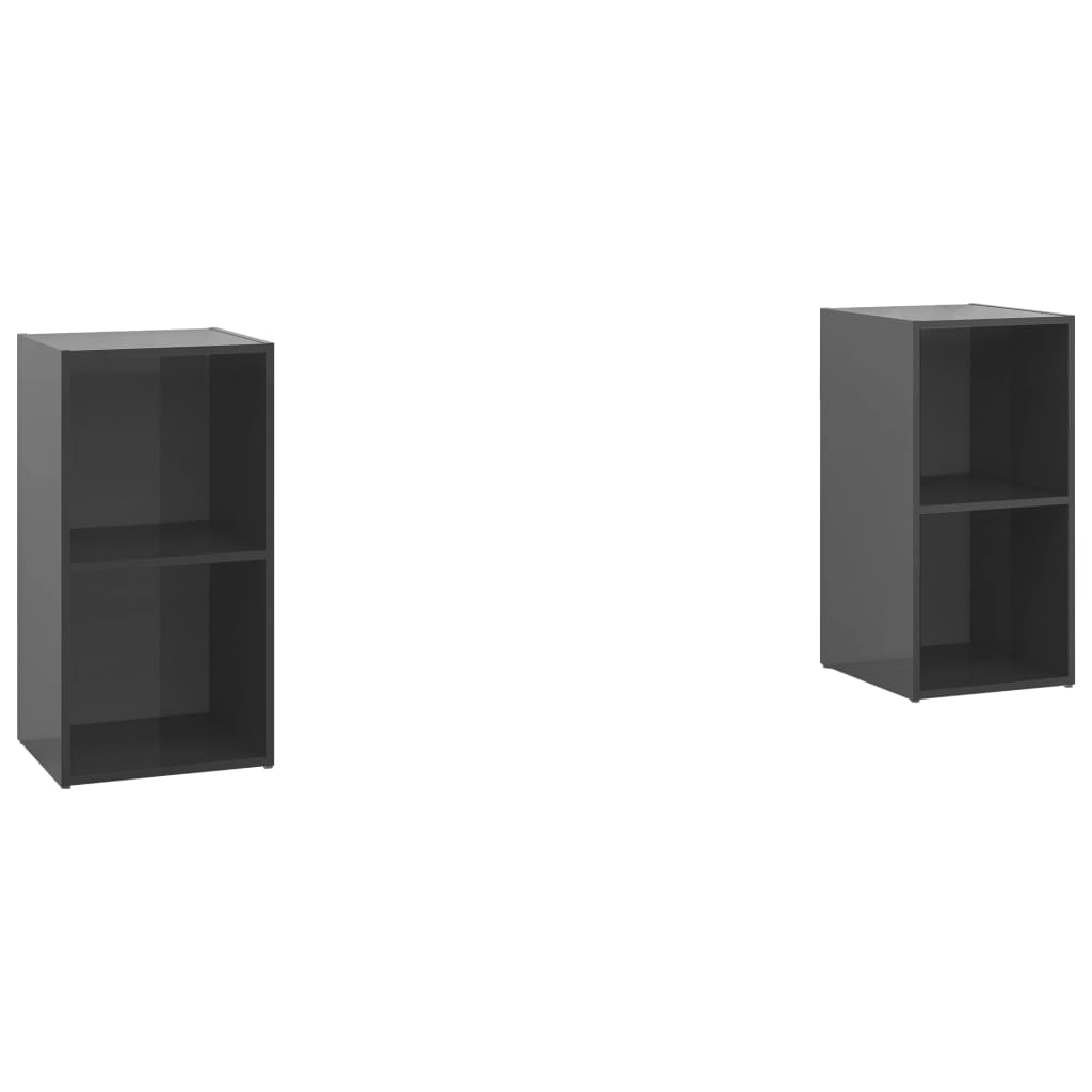 Móveis de TV 2 pcs 72x35x36,5 cm contraplacado cinza brilhante