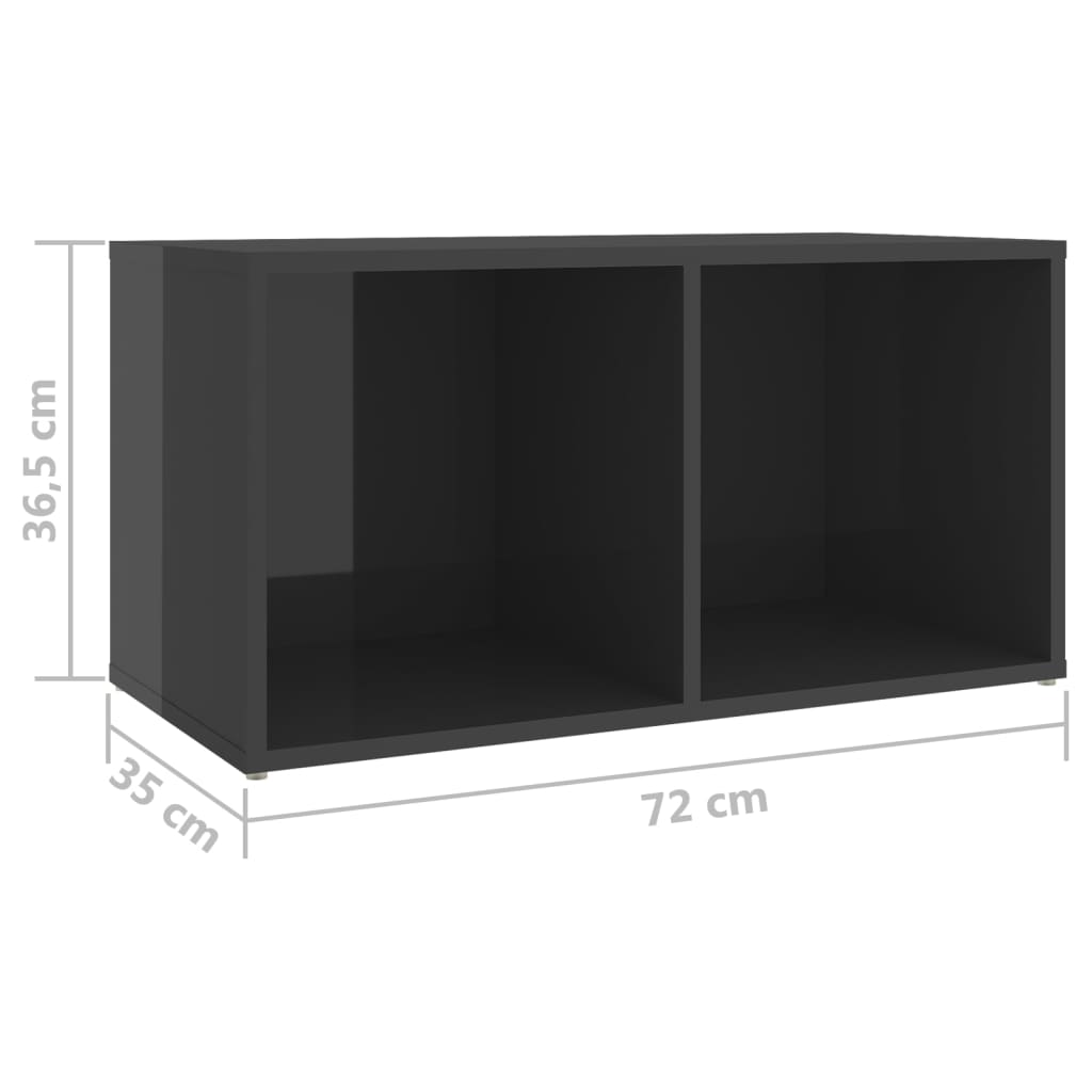 Móveis de TV 2 pcs 72x35x36,5 cm contraplacado cinza brilhante