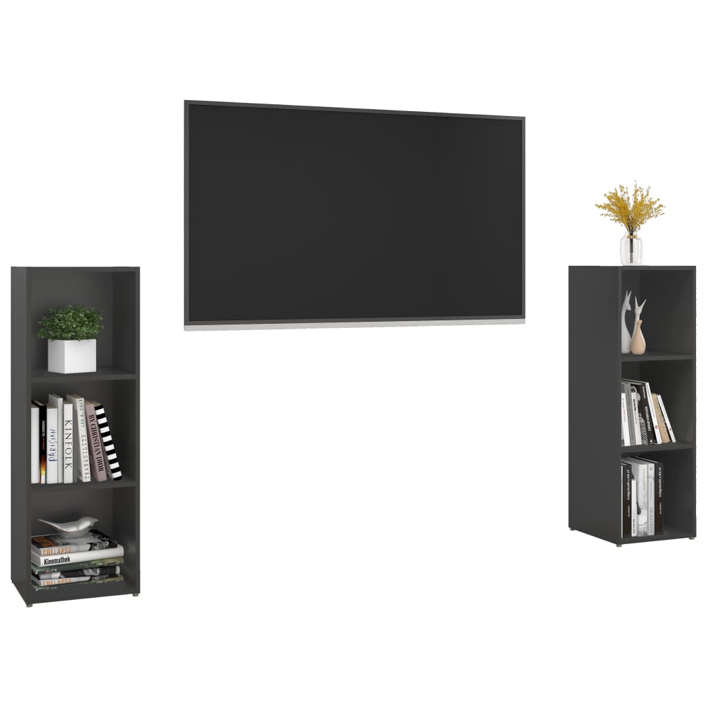 Móveis de TV 2 pcs 107x35x37 cm contraplacado cinzento