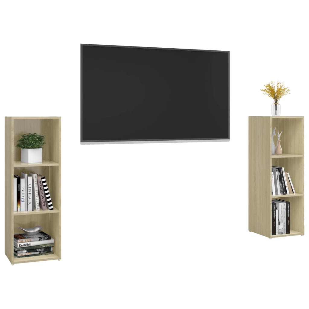 Móveis de TV 2 pcs 107x35x37 cm contraplacado carvalho sonoma