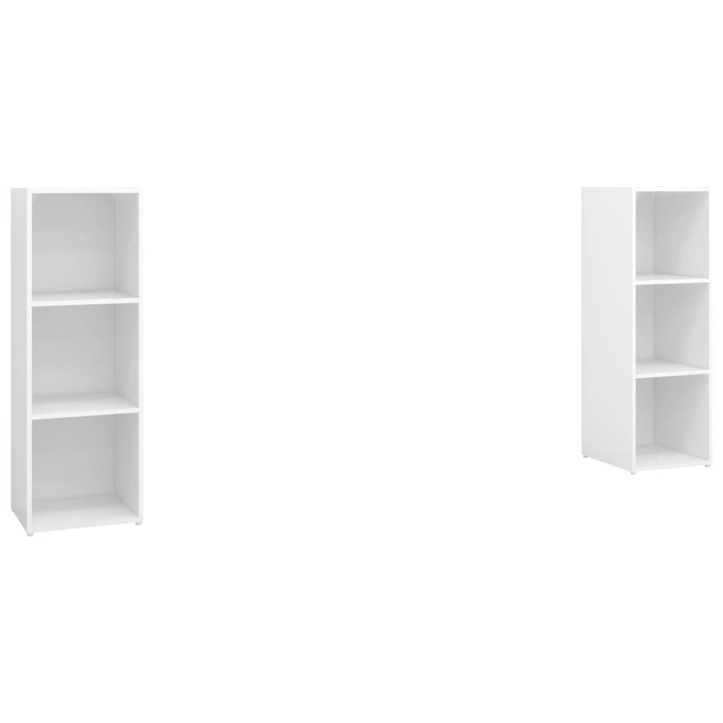 Móveis de TV 2 pcs 107x35x37 cm contraplacado branco brilhante