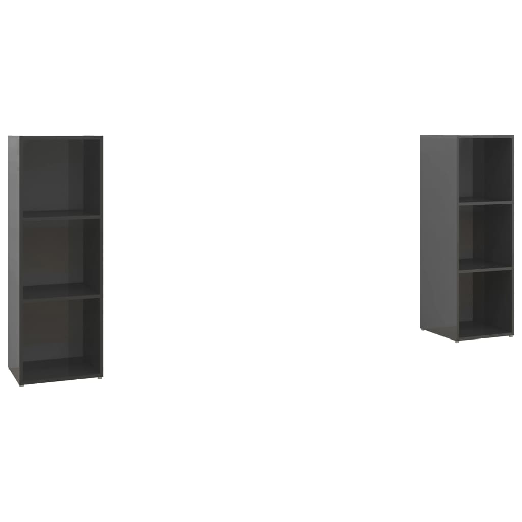 Móveis de TV 2 pcs 107x35x37 cm contraplacado cinza brilhante