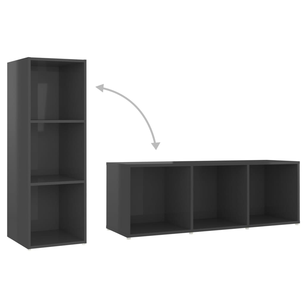 Móveis de TV 2 pcs 107x35x37 cm contraplacado cinza brilhante