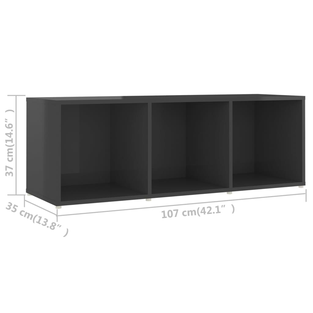 Móveis de TV 2 pcs 107x35x37 cm contraplacado cinza brilhante