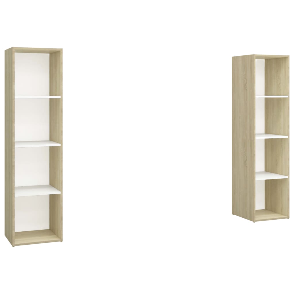 Móveis de TV 2pcs 142,5x35x36,5cm contrapl. branco/carv. sonoma