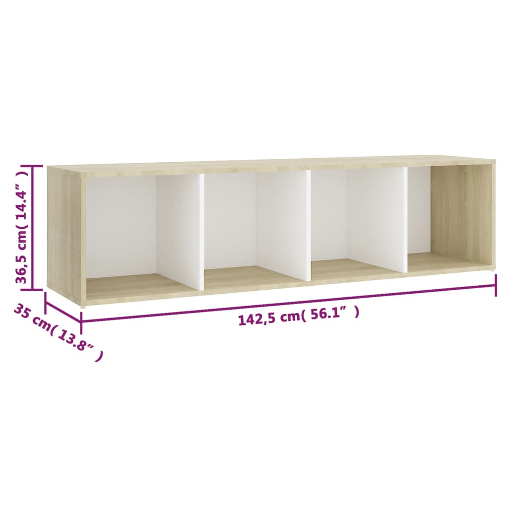 Móveis de TV 2pcs 142,5x35x36,5cm contrapl. branco/carv. sonoma