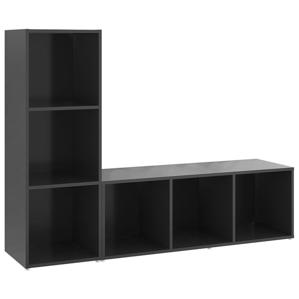 Móveis de TV 2 pcs 107x35x37 cm contraplacado cinzento