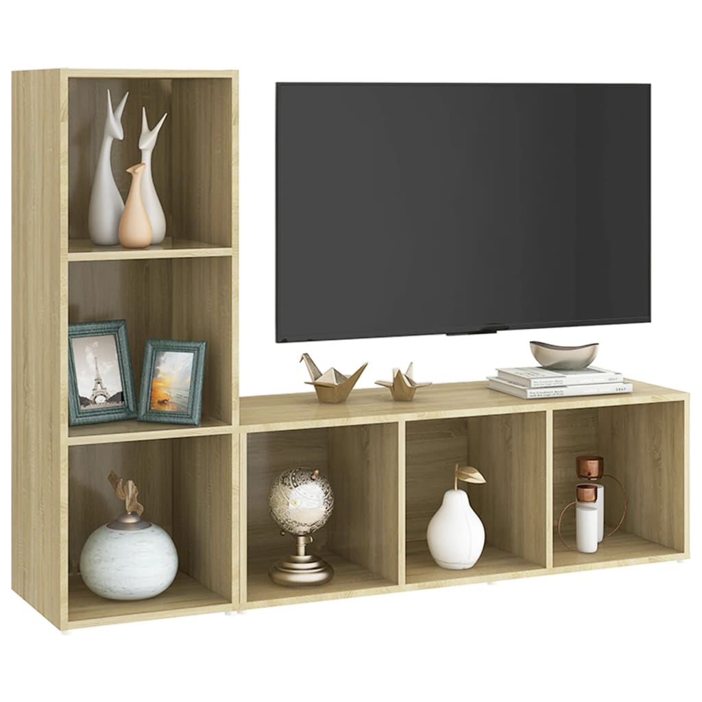 Móveis de TV 2 pcs 107x35x37 cm contraplacado carvalho sonoma