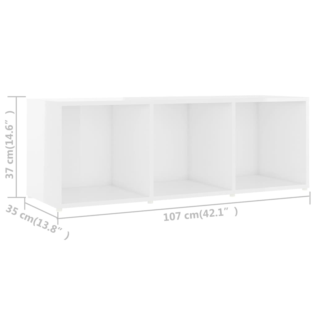 Móveis de TV 2 pcs 107x35x37 cm contraplacado branco brilhante