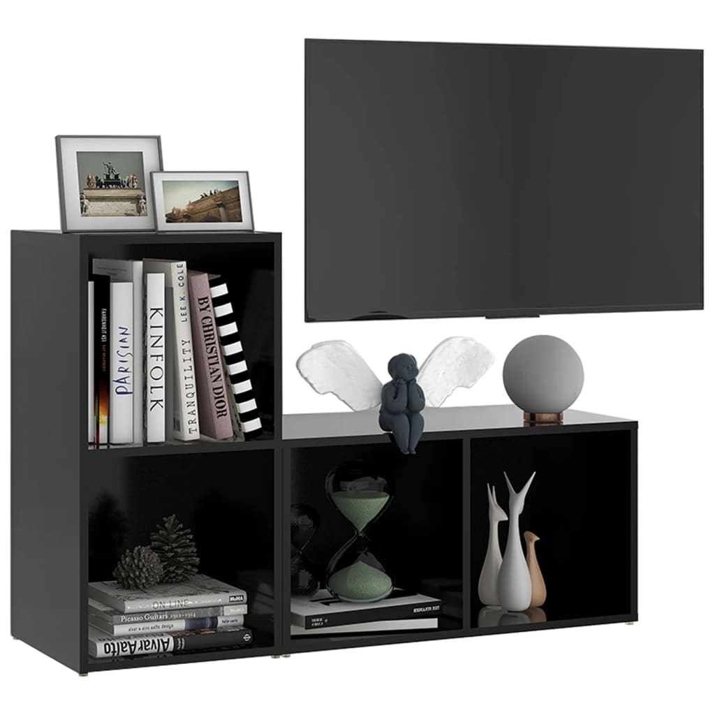 Móveis de TV 2 pcs 72x35x36,5 cm contraplacado preto