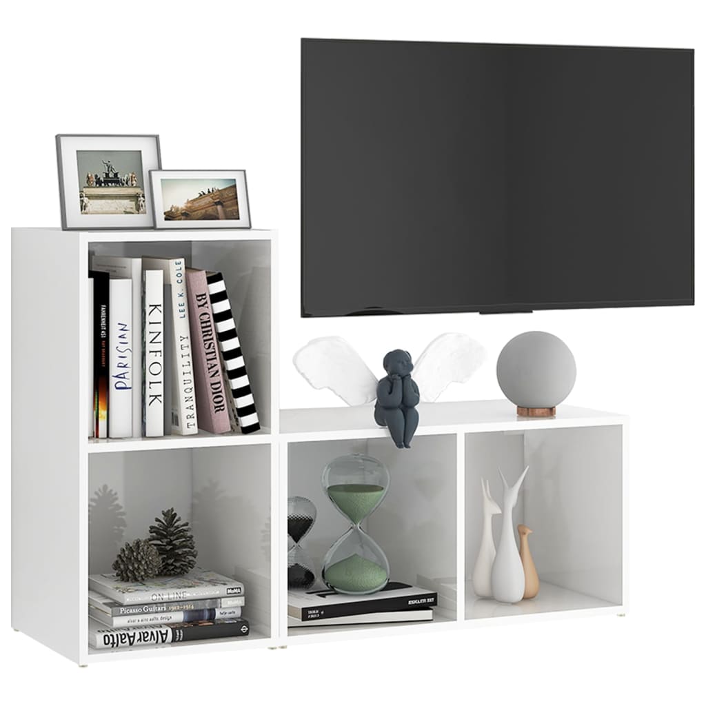 Móveis de TV 2 pcs 72x35x36,5 cm contraplacado branco brilhante