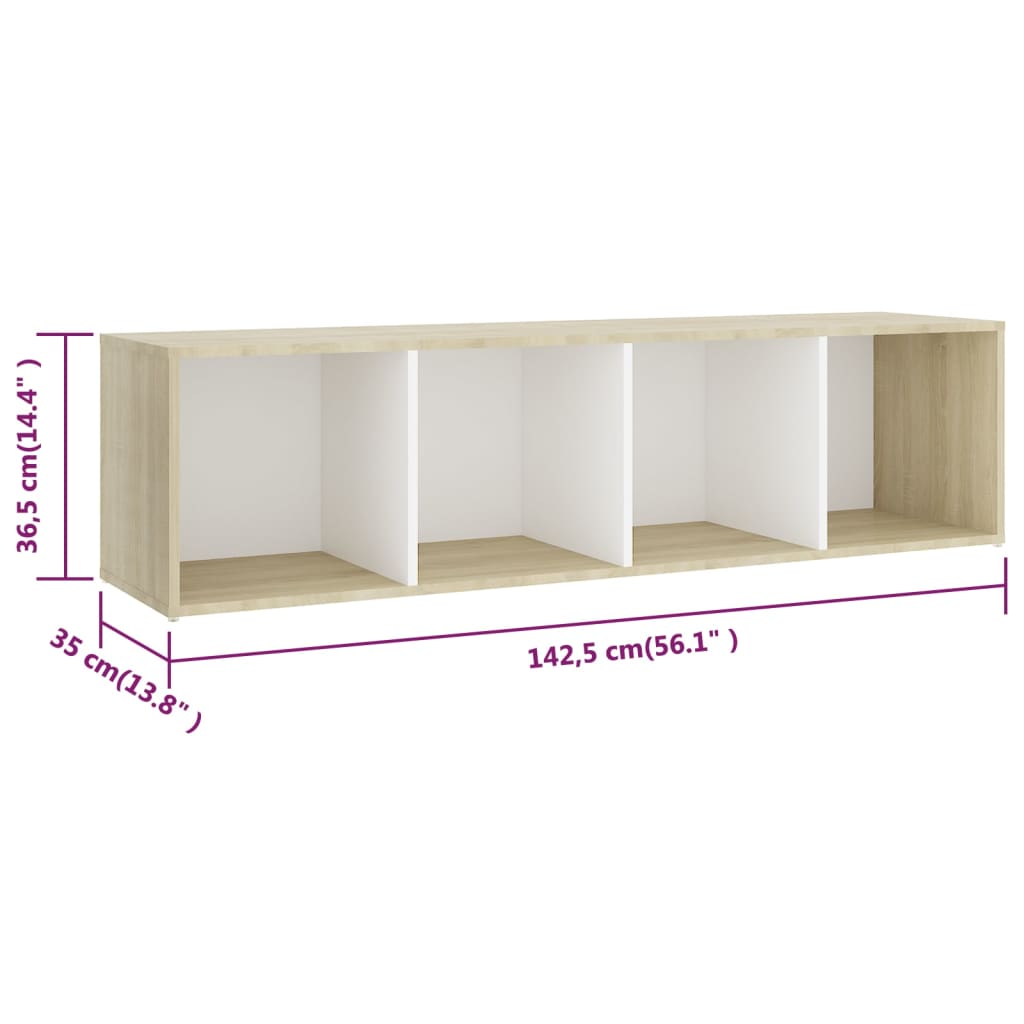 Móveis de TV 3pcs 142,5x35x36,5cm contrapl. branco/carv. sonoma