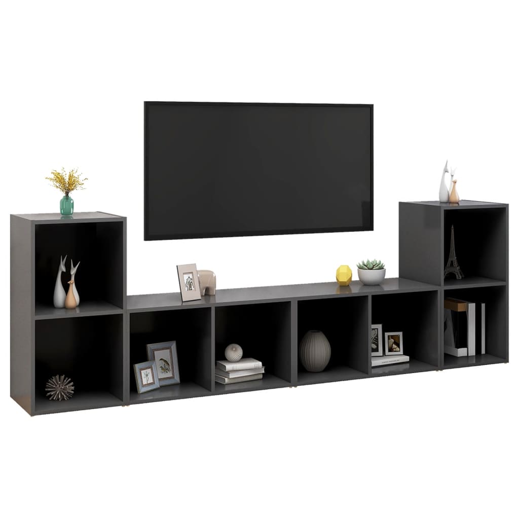 Móveis de TV 4 pcs 72x35x36,5 cm contraplacado cinzento