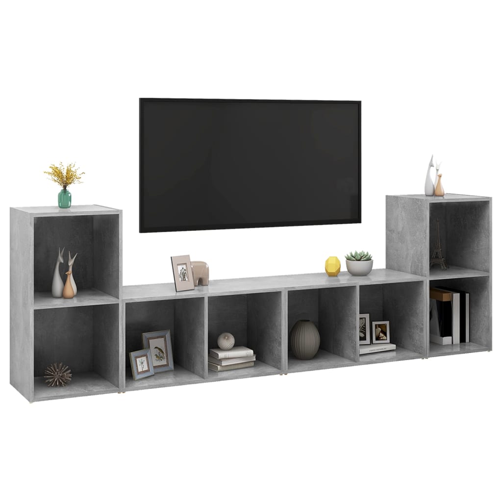 Móveis de TV 4 pcs 72x35x36,5 cm contraplacado cinzento cimento