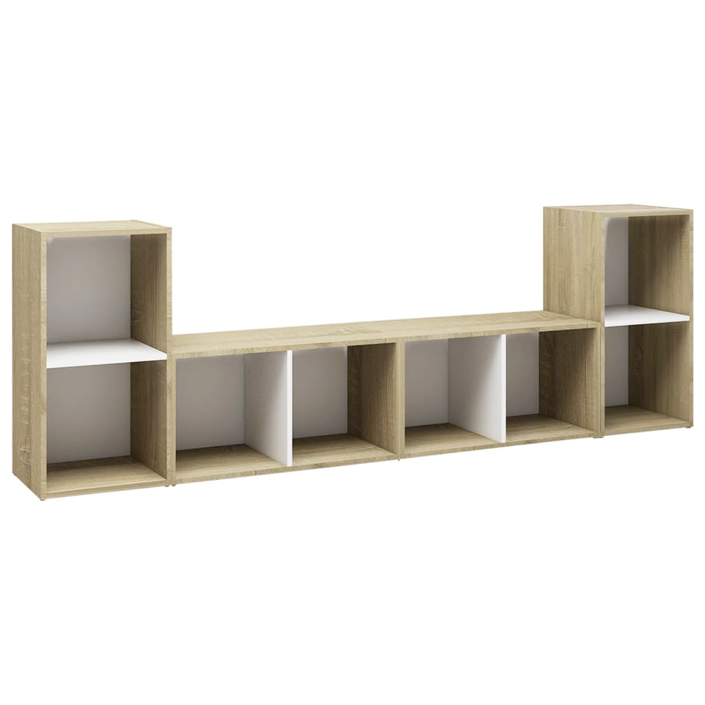 Móveis de TV 4 pcs 72x35x36,5cm contrap. branco/carvalho sonoma