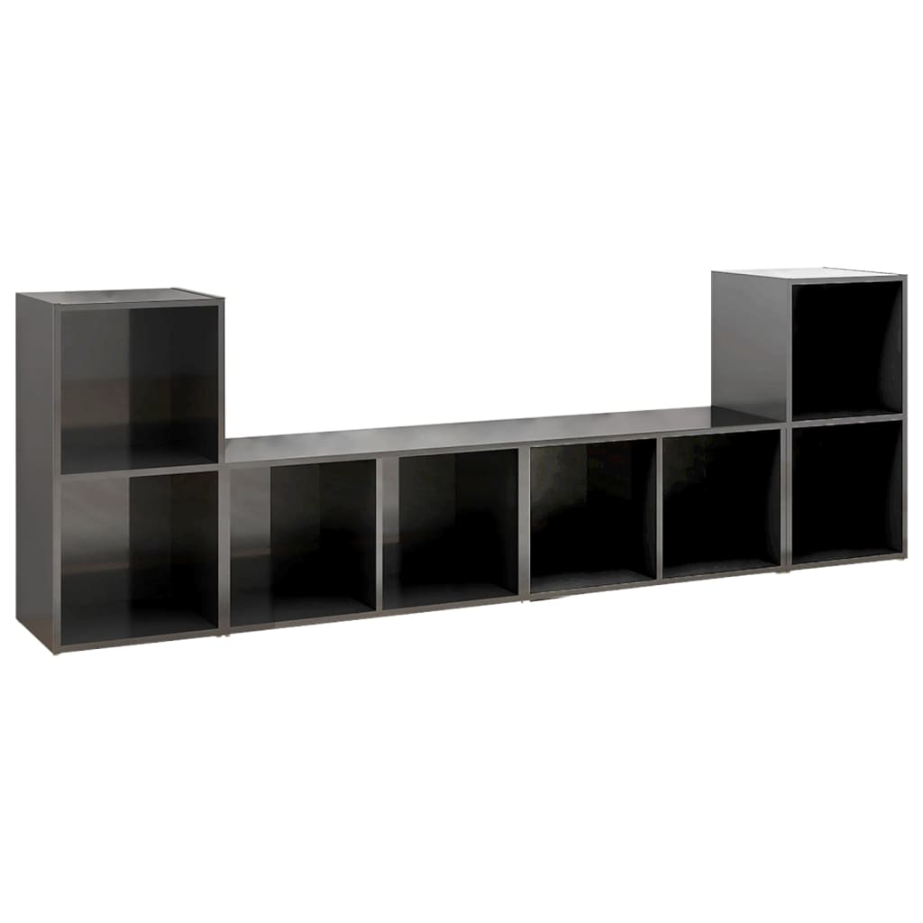 Móveis de TV 4 pcs 72x35x36,5 cm contraplacado cinza brilhante