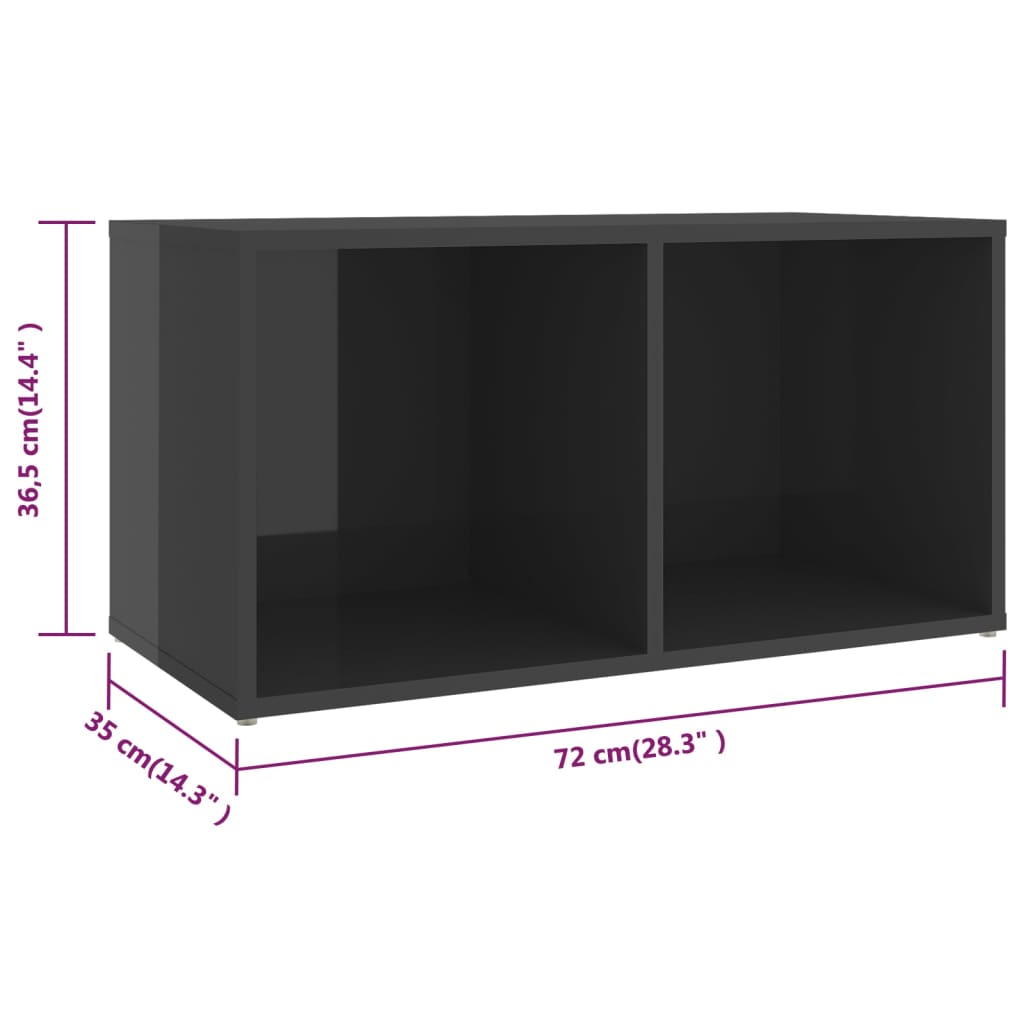 Móveis de TV 4 pcs 72x35x36,5 cm contraplacado cinza brilhante