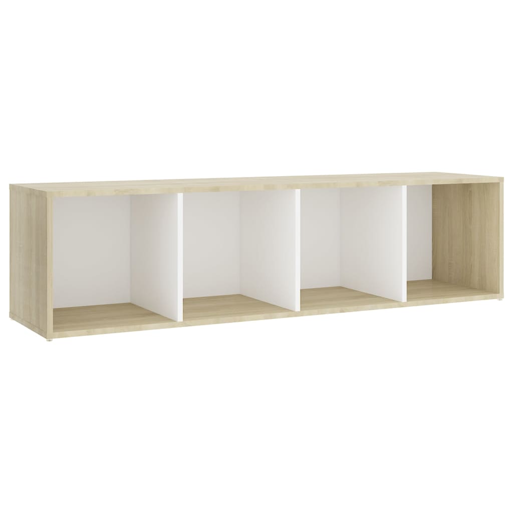 3 pcs conjunto móveis de TV contraplacado branco e carv. sonoma